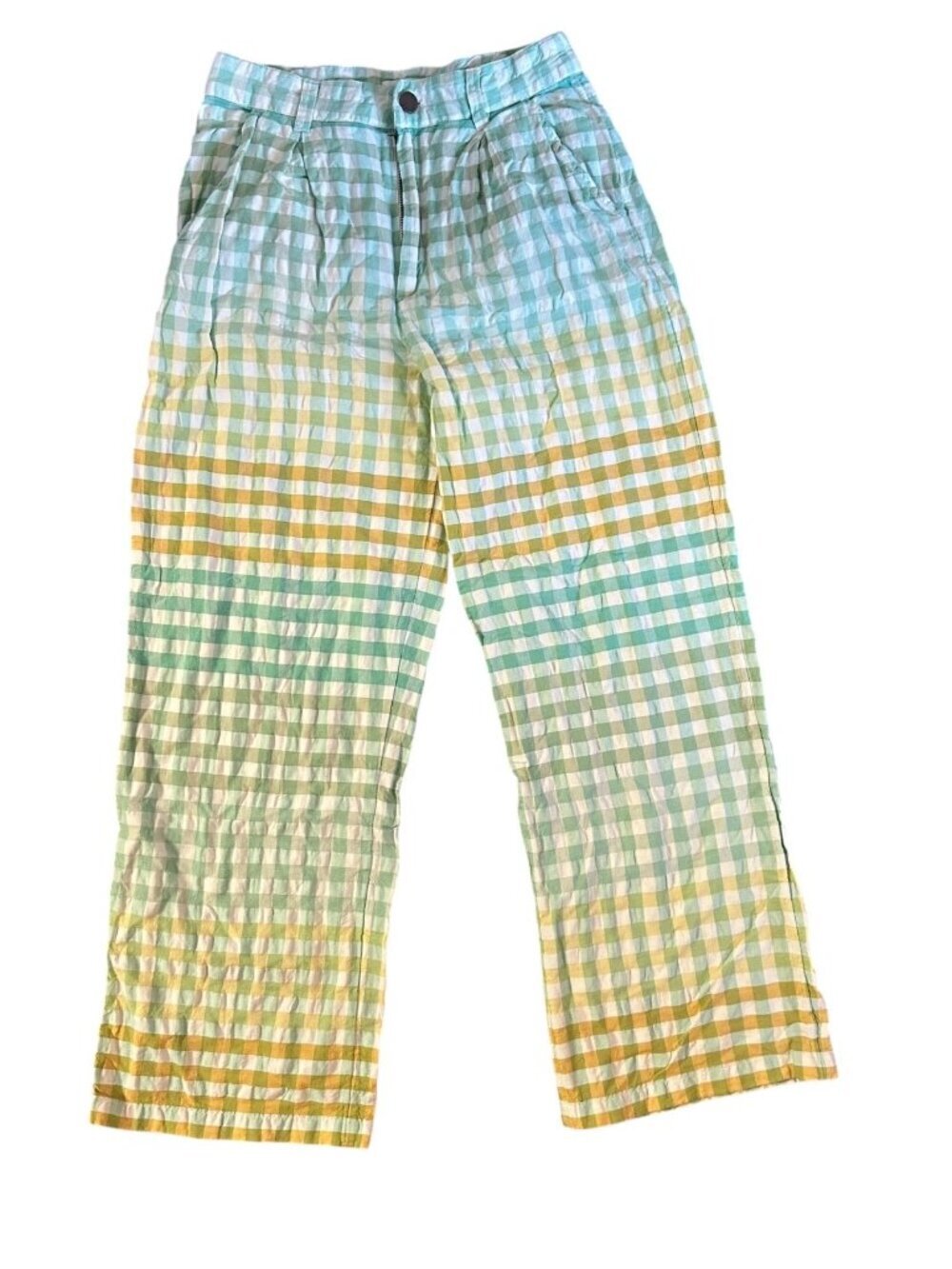 O'Neill Miriam Wide Leg Cropped Pants women size 26 checkered pleated